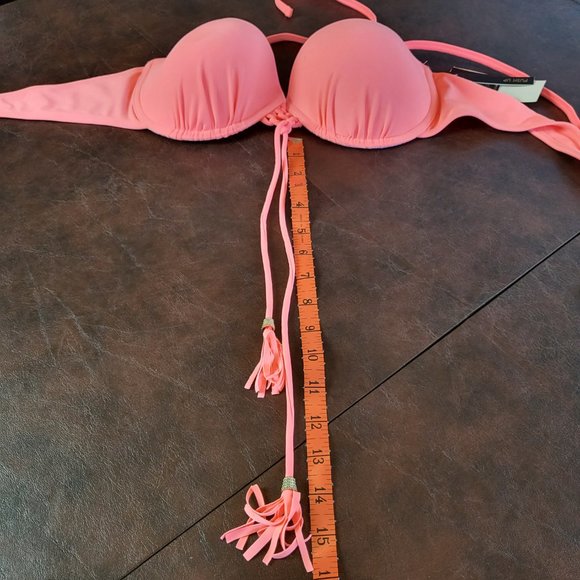 NWT Ninety Six Degrees push up bikini top in flamingo coral pink size XL - Picture 8 of 16